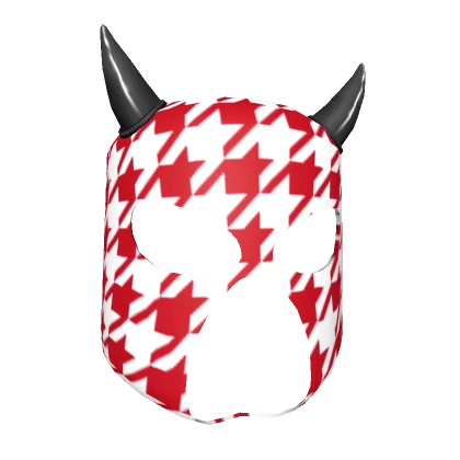 Devil Houndstooth Ski Mask With Horns Red 3.0 Head