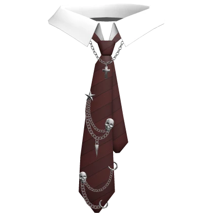 Y2K Pierced Emo Tie with Collar in Red