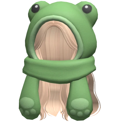 Flowy Hair with Frog Hoodie and Scarf in Blonde