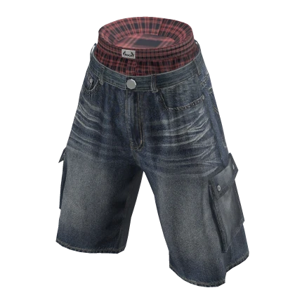 💗Y2K LAYERED BERMUDA DENIM PANTS_BLUE