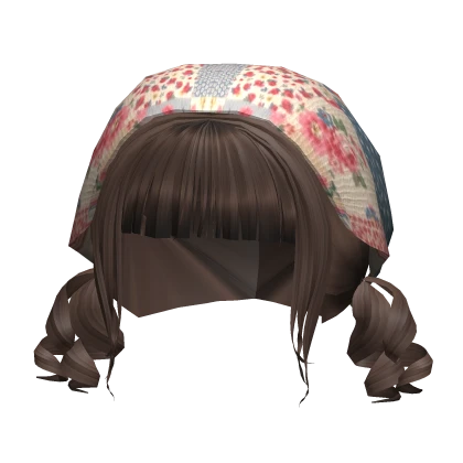 ♡ Mori kei igari dark brown curly ponytail bandana