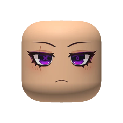 Purple Stern Anime Face (light skintone)