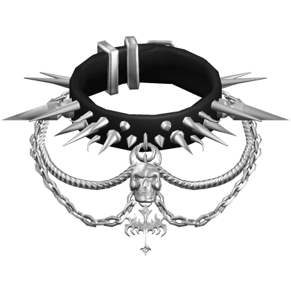 3.0 Choker Heavy Spiked Chrome Cross Emo Necklace