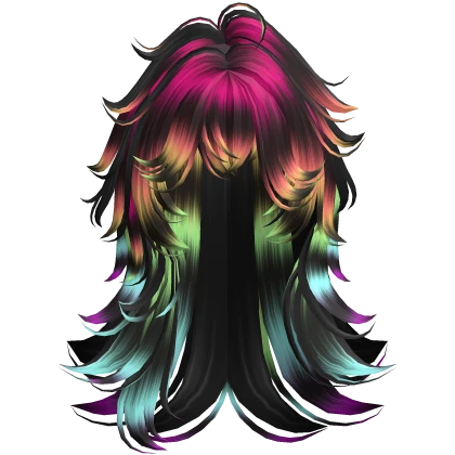 Anime Messy Long Punk Hair (Rainbow&Black)