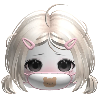 Kawaii Sick Girl with Bear Mask and Pigtails 🧸