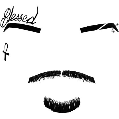 Face tattoo w goatee + mustache & eyebrows