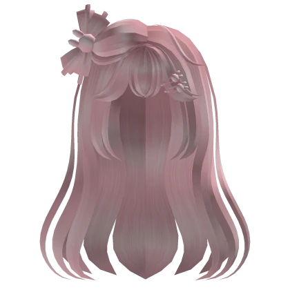 cute wavy hair with bunny clips in pink