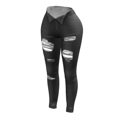 Unzipped Skinny Jeans Gray Opened Ripped Denim Y2K