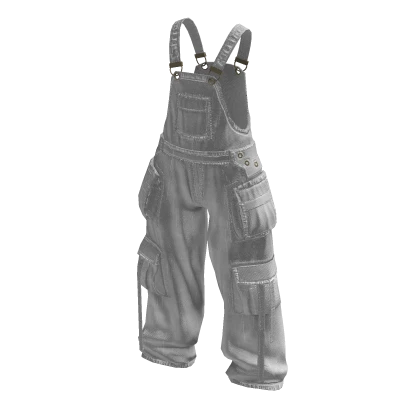 Baggy Oversized Denim Overalls in White
