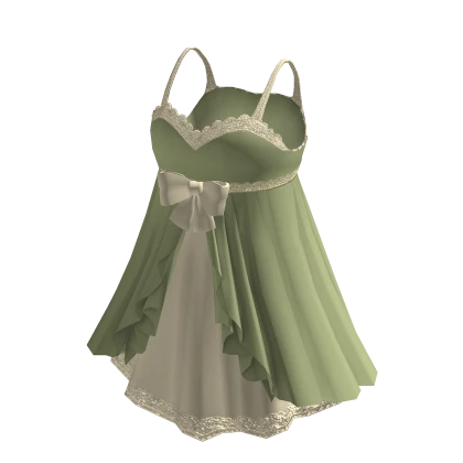 🍀Ruffle Lace Strap Dress (Green)