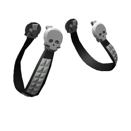 (3.0) Y2K Skull Studded Suspenders - Black