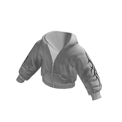Y2K Tribal Zip Hoodie White