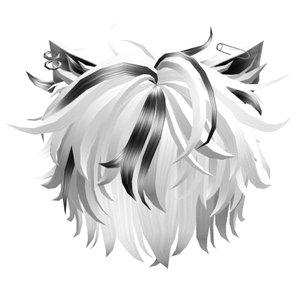 Messy Emo Punk Kitty Boy Hair in White Raccoon