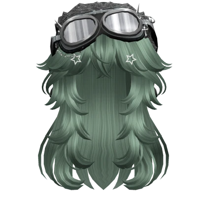 Green Long Straight Hair w/ Y2K Goggles Ushanka