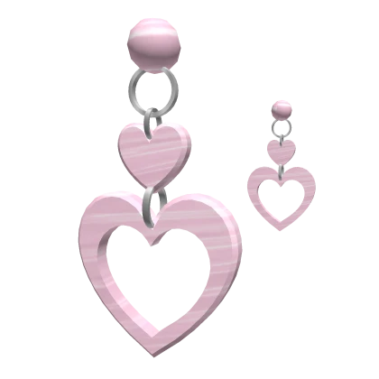 Chic Heart Earrings (Silver&Pink)