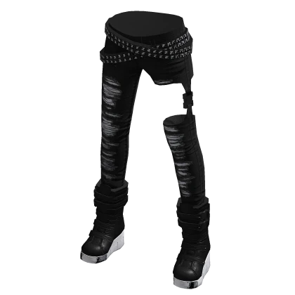 Distressed Punky Goth Skinnies Monochrome