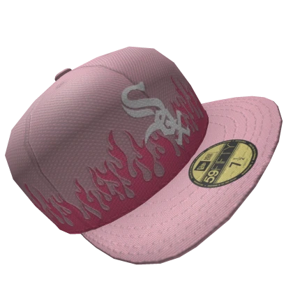 Custom Pink Flame White Sox Fitted Cap "Sideways"