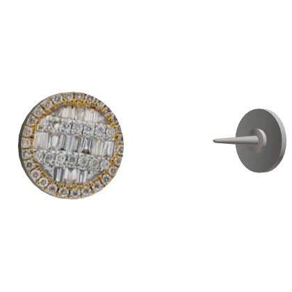 10K Gold Baguette And Round Diamond Earrings