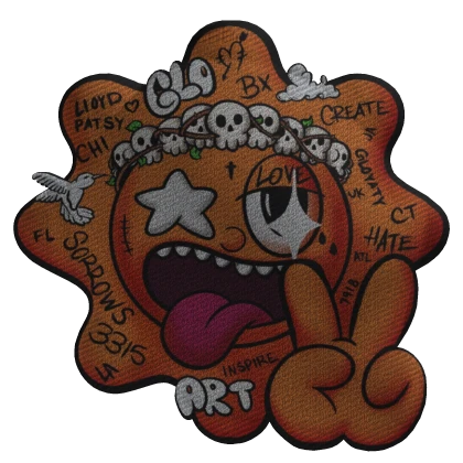 Orange Glo Sun Peace Sign Rug