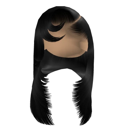 Side Part W/ Curled Bangs [Black]