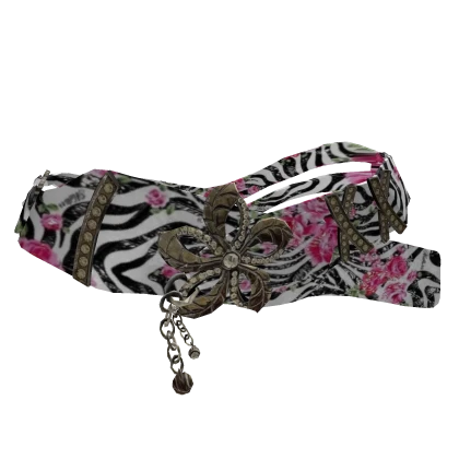 zebra rose gyaru belt w chain detail (blush doll)