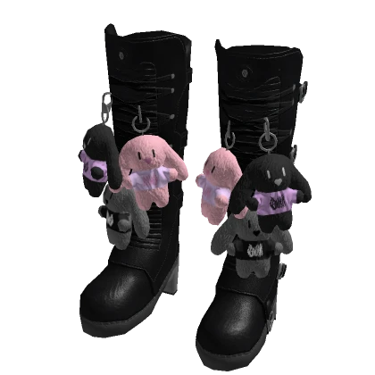 Black Y2K Emo Bunny Boots