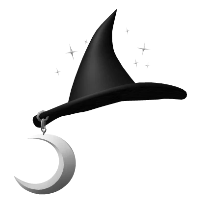 Black Stars Moon Witch Hat