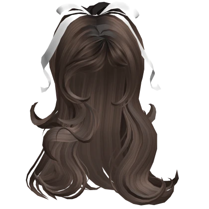 ♡ Half Up Half Down with White Bow (Brown)