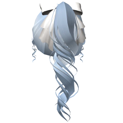 Light Blue Curly Ponytail w/ White Bow