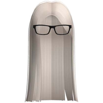 Long White Straight Trendy Girl Hime Hair Glasses