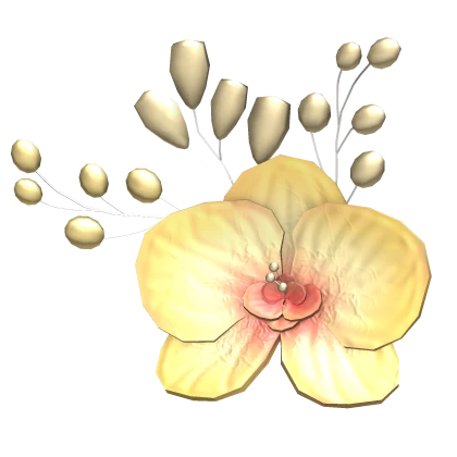 Yellow Orchid Flower Hairclip With Pearls