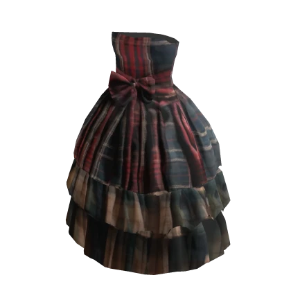 Cottagecore Black and Red Plaid Dress