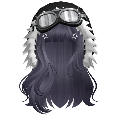 long anime hair w/ Y2K Hood Goggles purple