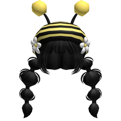 Honeybee Hat with Black Pigtails 🐝