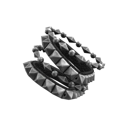 Studded Silver Bracelets Punk Set (Right) 3.0