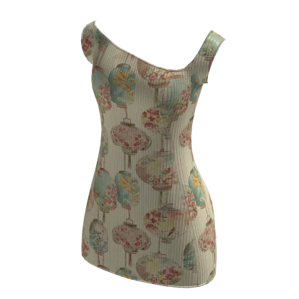 ♡ Vintage Off-Shoulders Graphic Chinese Dress