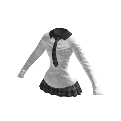 Kawaii School Outfit w/ Plaid Skirt | White✔️