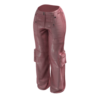 Pink Leather Cargo Pants