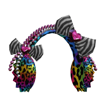 rainbow scene gyaru 2000s bow earmuffs headphones