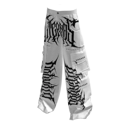 Eternos White Y2K Cargo Pants