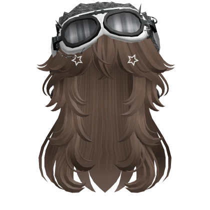 Brown Long Straight Hair w/ Y2K Goggles Ushanka