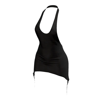 Matte Backless Halter Dress ♡ Black