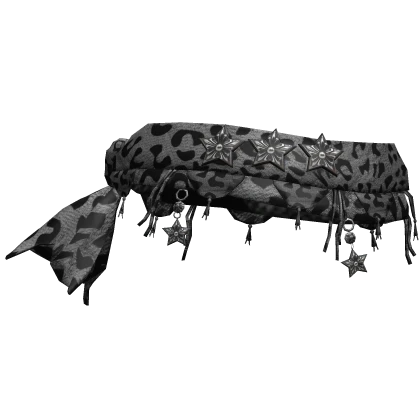 Snow Leopard Chrome Star Black Turban Headscarf 