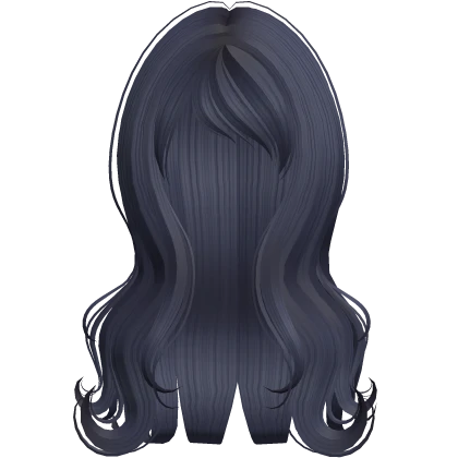 pretty girl long flowy wavy hairstyle navy blue