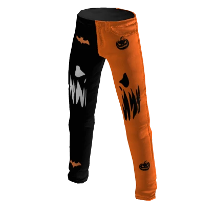 ❄ Halloween Orange and Black Scary Bat & Pumpkin