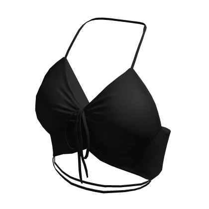 Tied Top Black Hawaiian Urban Tube Crop Bikini Y2K