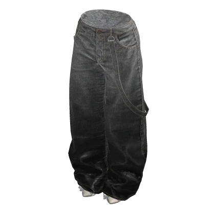 BB White Black Y2K Baggy Jeans w/ Belt & Shoes  