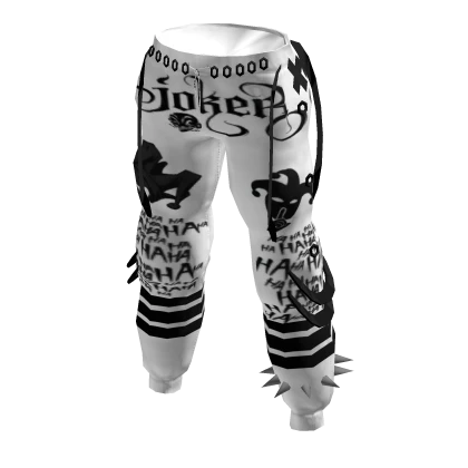 Clown pants Y2K joker jester white,