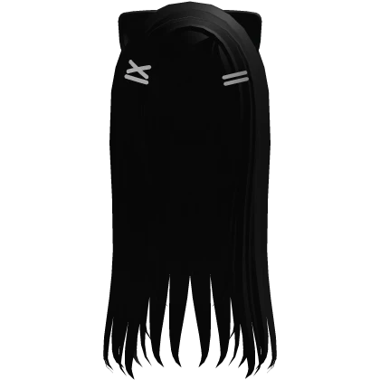 ♡ straight long goth moe cat hair (black)