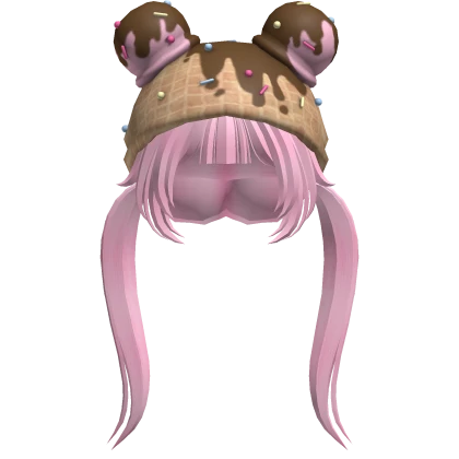 Ice Cream Beanie with Pink Pigtails 🍨